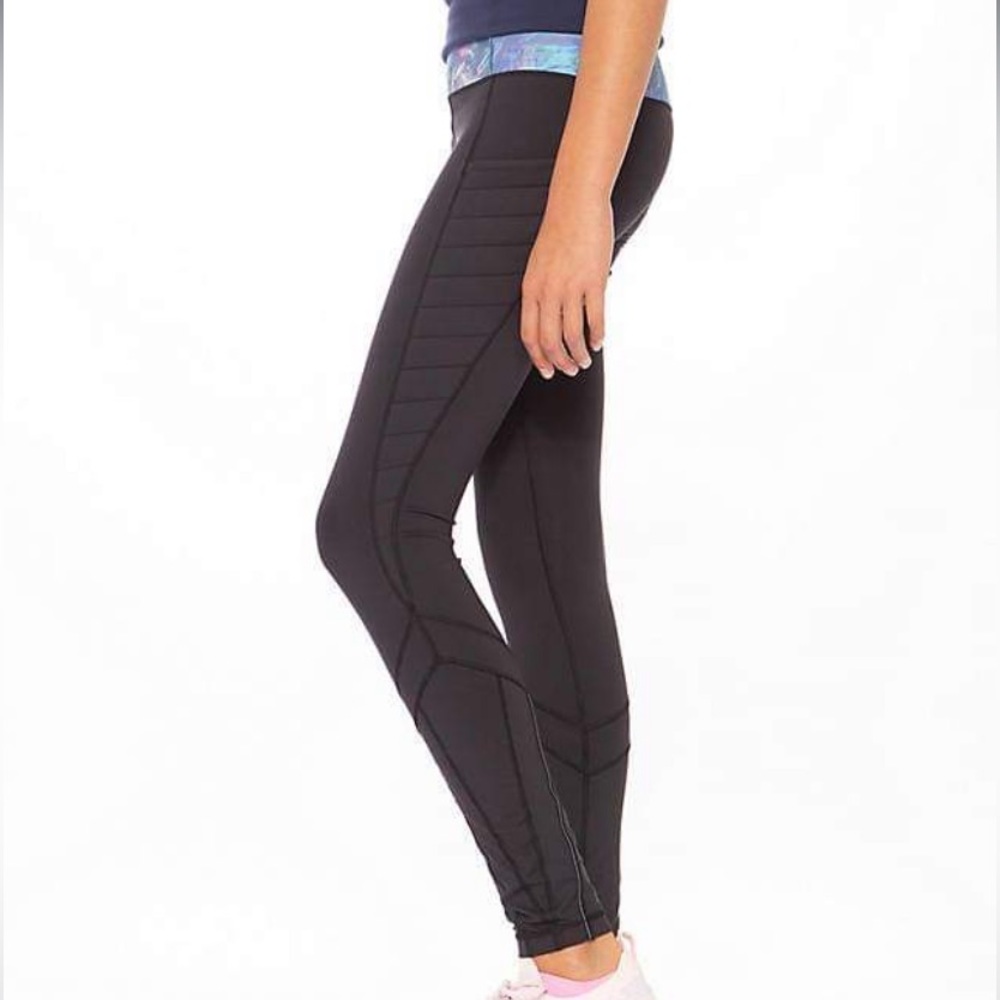 ivivva lululemon workout leggings with blue waistband